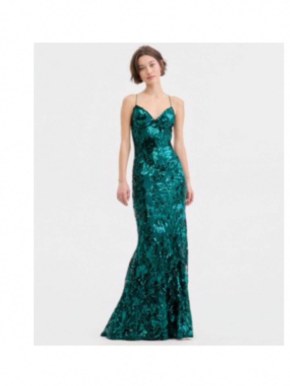 Emerald strappy prom style dress